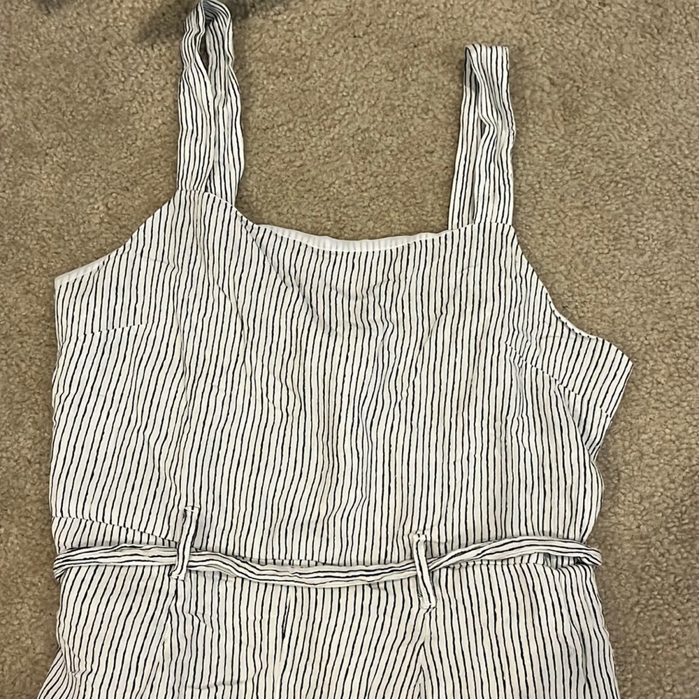 American Eagle jumpsuit! White with black stripes!